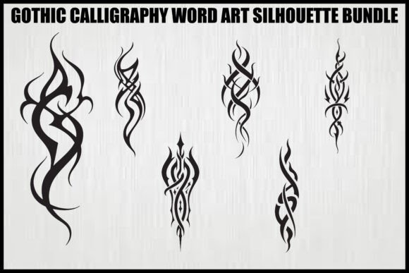 Gothic Tribal Calligraphy Bundle: A Dark, Edgy Design Solution for Creative Projects