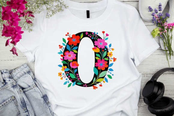 Strategic Use of Black Letter O with Floral Decoration for Creative Projects