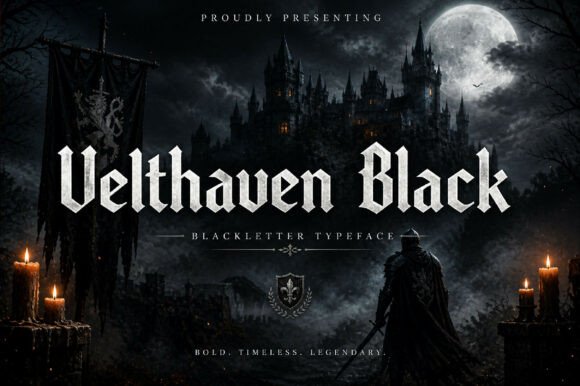 Velthaven Black: A Gothic Typeface for Dark Fantasy and Legendary Visual Storytelling